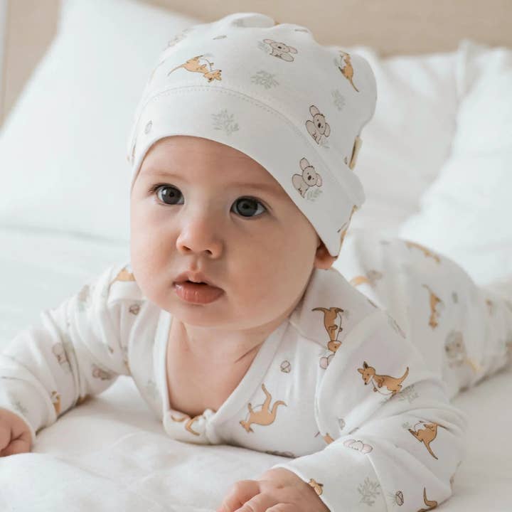 Lūmmi in Colour Babywear – Großhandel Neugeborenen-Mütze – Baby – Bio-Baumwoll-Babymütze - Känguru & Koala0