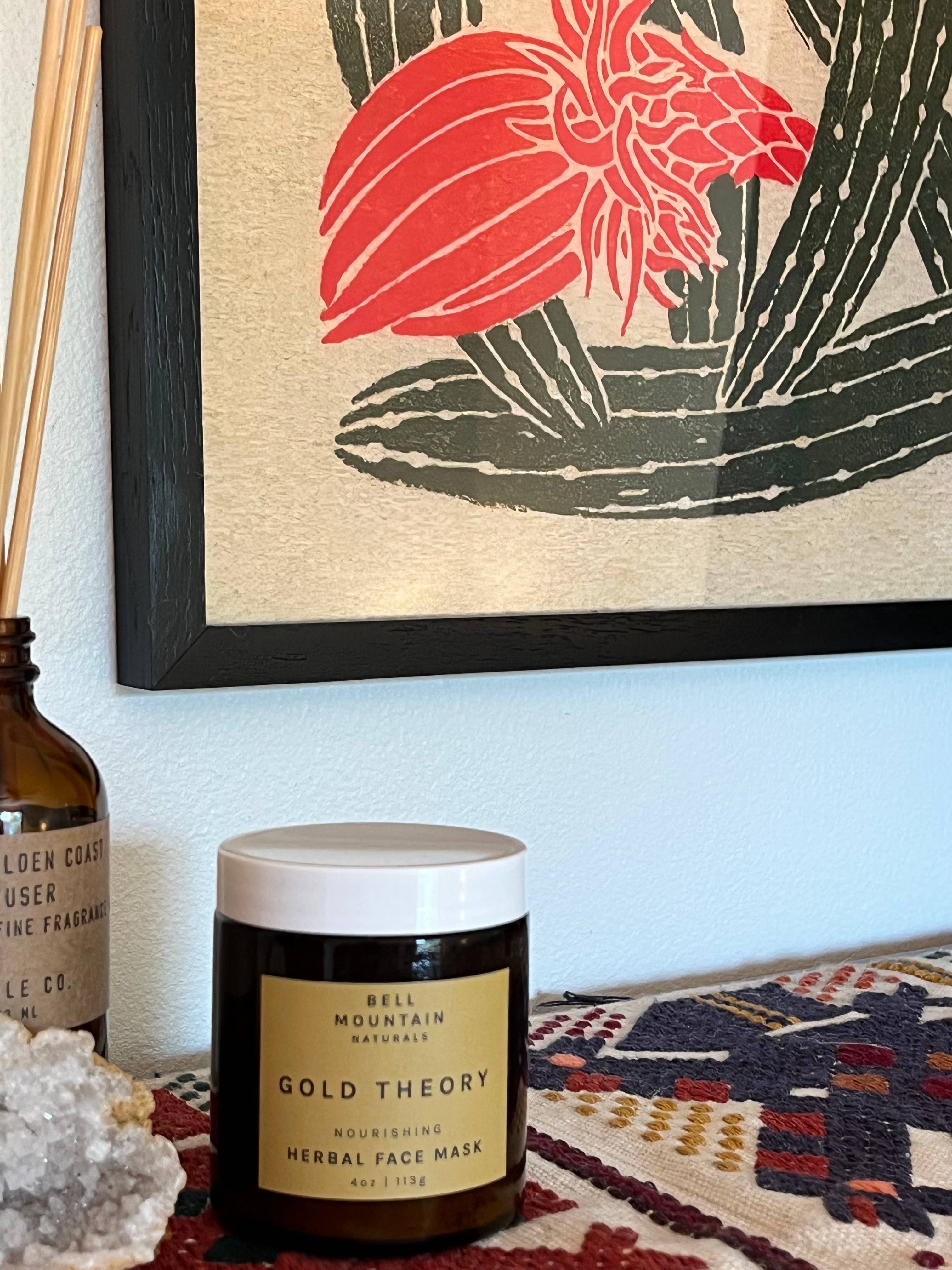 Bell Mountain Naturals - Wholesale Skincare Face Mask - Gold Theory. Herbal Face Mask. 4 ounce Glass Jar.2