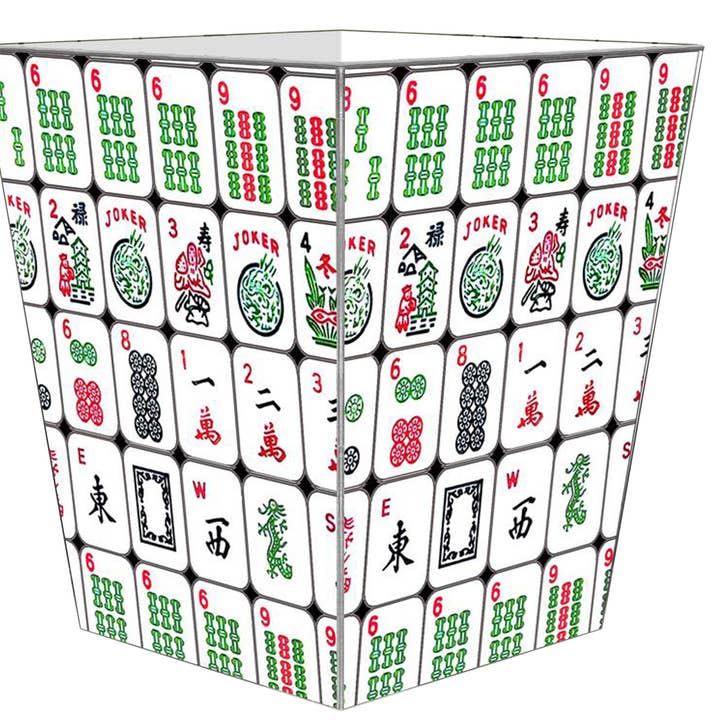 WB8743- Colorful Mahjong Wastepaper Basket for wholesale by Marye-Kelley