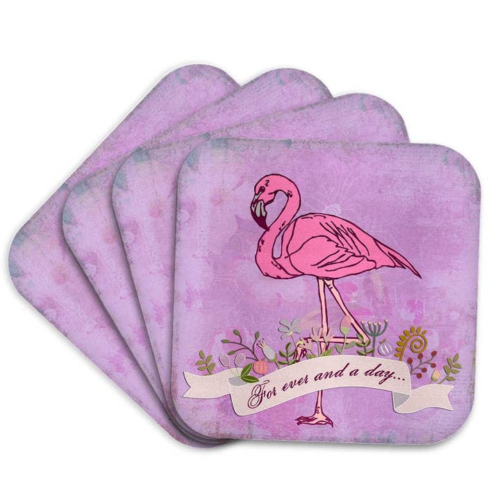 3dRose - Wholesale Coasters - 3dRose, Flamingo Valentines Day Illustration, Coaster7