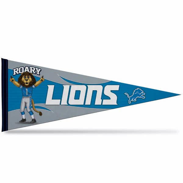 Rico Industries - Wholesale Flag - NFL Detroit Lions Mascot 12" x 30" Soft Felt Pennant
