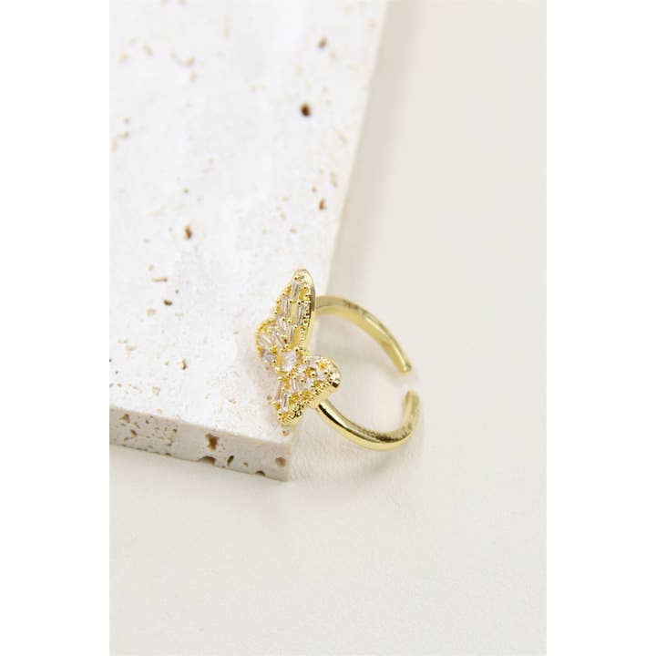 BELLISSIMA BIJOUX - Wholesale Multi-Stone Ring - Adjustable Butterfly Ring Adorned with Rhinestones in Stainless Steel3