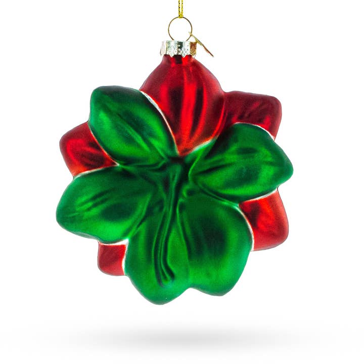 BestPysanky - Wholesale Ornament - Exquisite Poinsettia Flower Glass Ornament