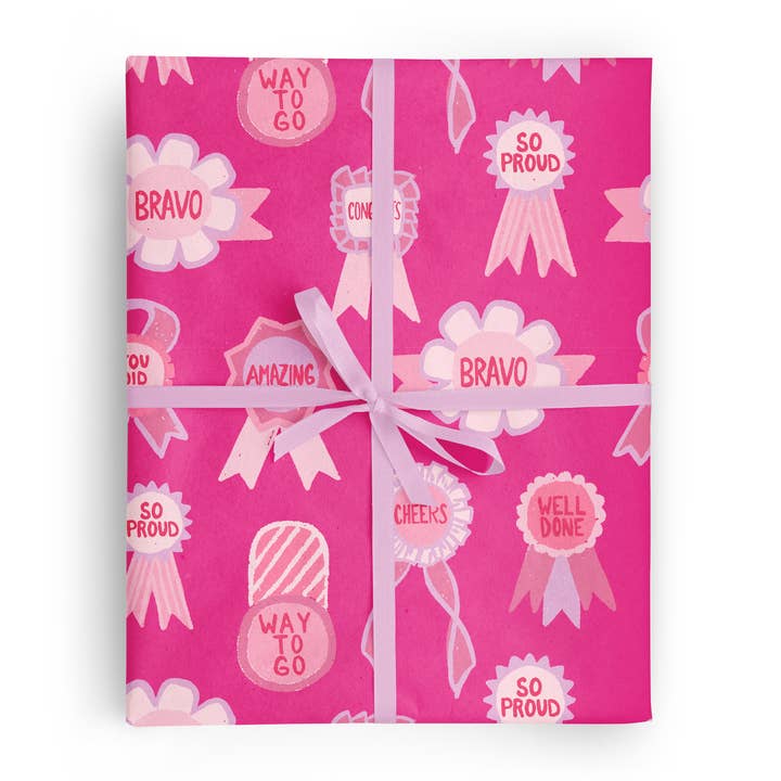 Vivie and Ash - Wholesale Wrapping paper roll - Congratulations Ribbons Pinks Wrapping Paper Roll1