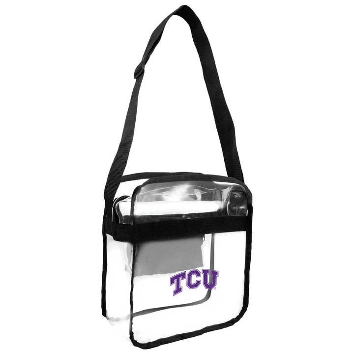 NCAA TCU Horned Frogs Clear Carryall Crossbody for wholesale by Little Earth Productions