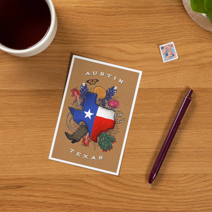 Lantern Press – wholesale Postcard – PREMIUM POSTCARDS Austin, Texas, State Treasure Trove1