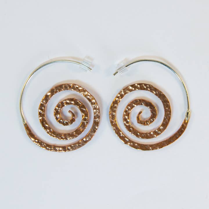 Endless Spiral Copper Earrings ~ sterling silver wires for wholesale by Ajmer by Jodi