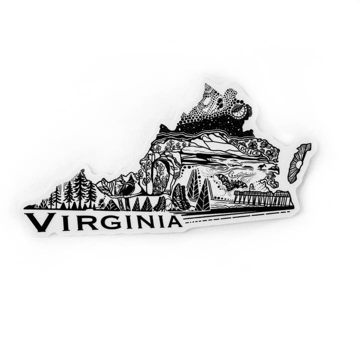 Adhesivo de viaje del estado de Virginia 4» para venta al por mayor de Wild Slice Designs