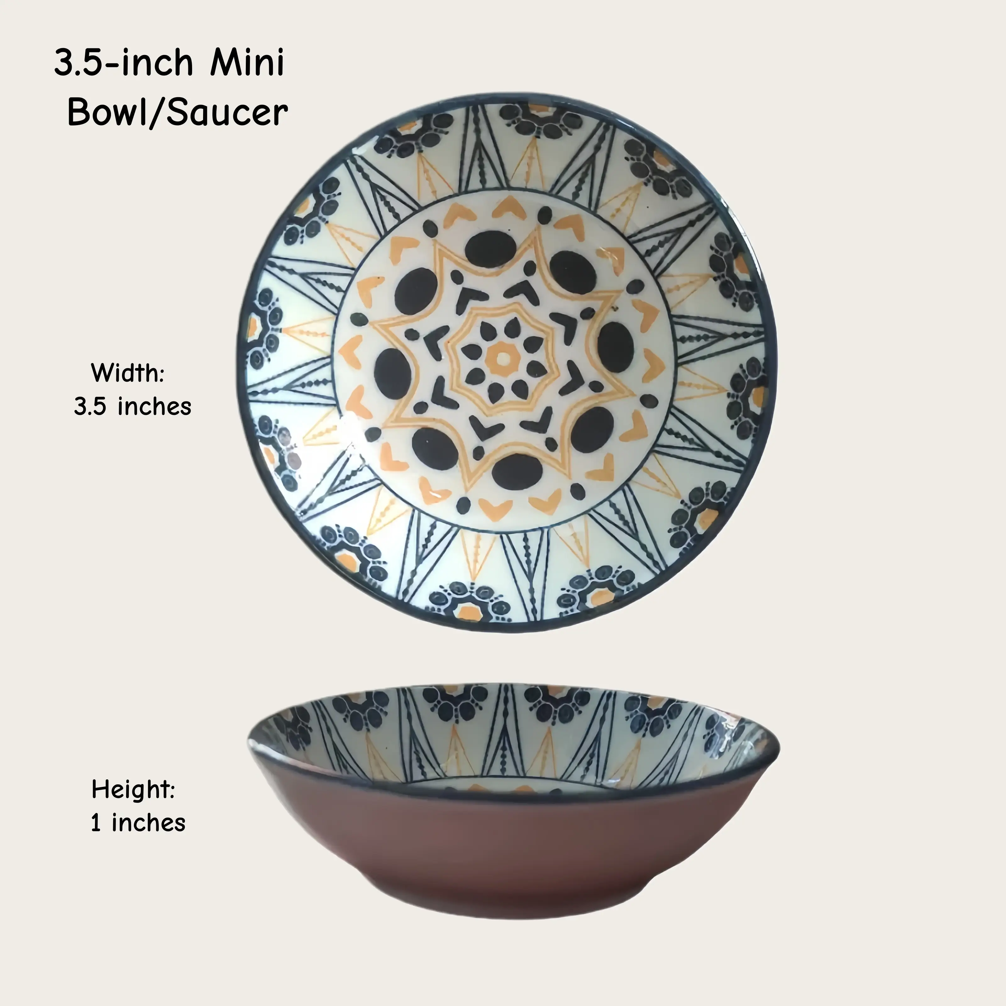 Otterware - Vente Bols à condiments/sauces - Plats à trempette en céramique style marocain (6 styles)7