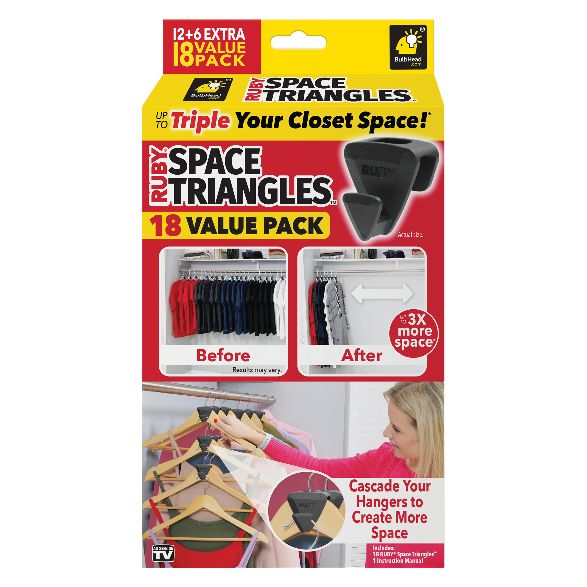 BulbHead - Wholesale Clothes Hangers - Ruby Space Triangles Ultra-Premium Hanger Hooks | 18 pcs2