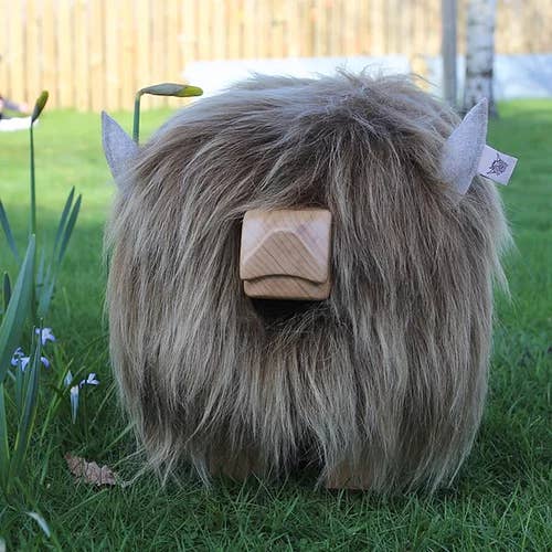 Tweed yourself - Wholesale Stool - Highland Calf Footstool - HONEY