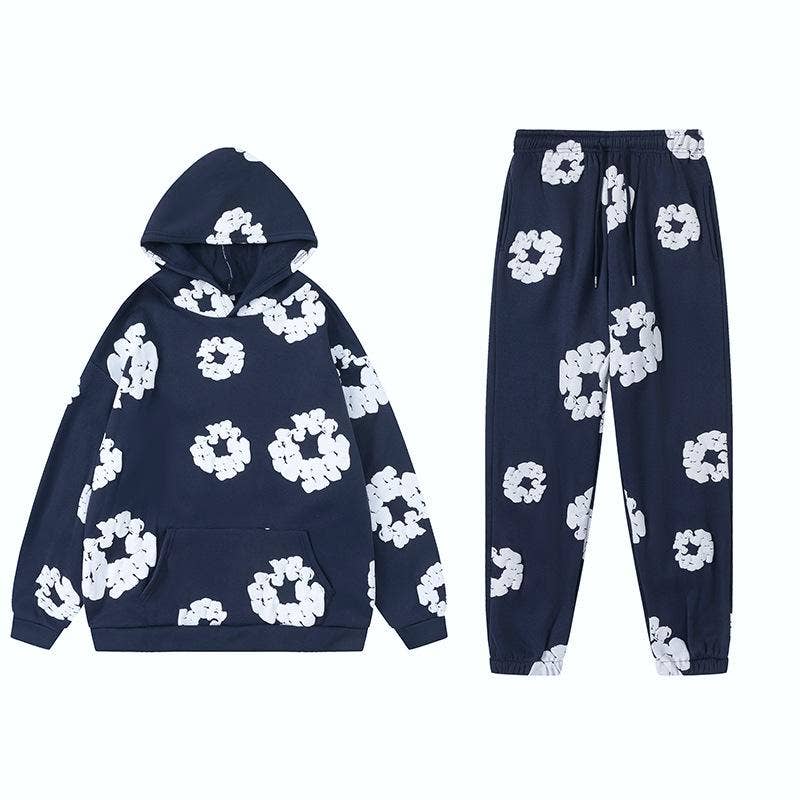 Rosa Clothing - Wholesale Top & Pant Set (NOT Loungewear) - Women's - Foam print Y2K hoodie sweatshirt & jogging set2