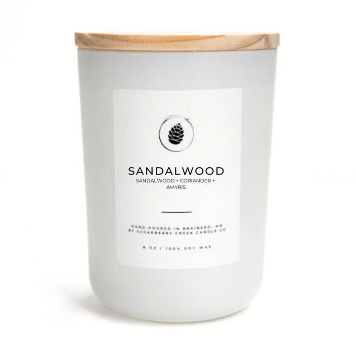 Sandalwood Soy Wax Candle for wholesale by Sugarberry Creek Candle Co.
