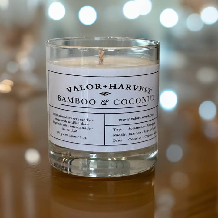 Valor+Harvest - Wholesale Jar/Filled Candle - Bamboo and Coconut Soy Candle – Non-Toxic, Clean Scents, American Made