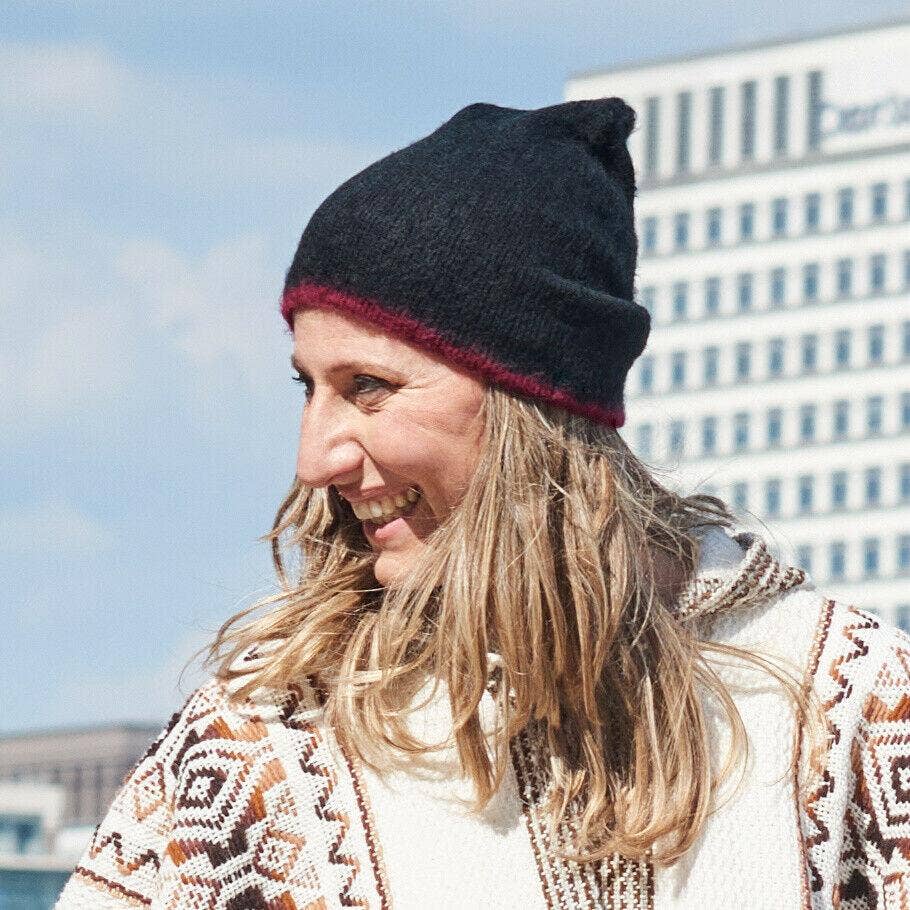 ECUALAMA - Wholesale Beanie - Unisex - Reversible Alpaca Wool Brushed Unisex Beanies Handmade In Ec16