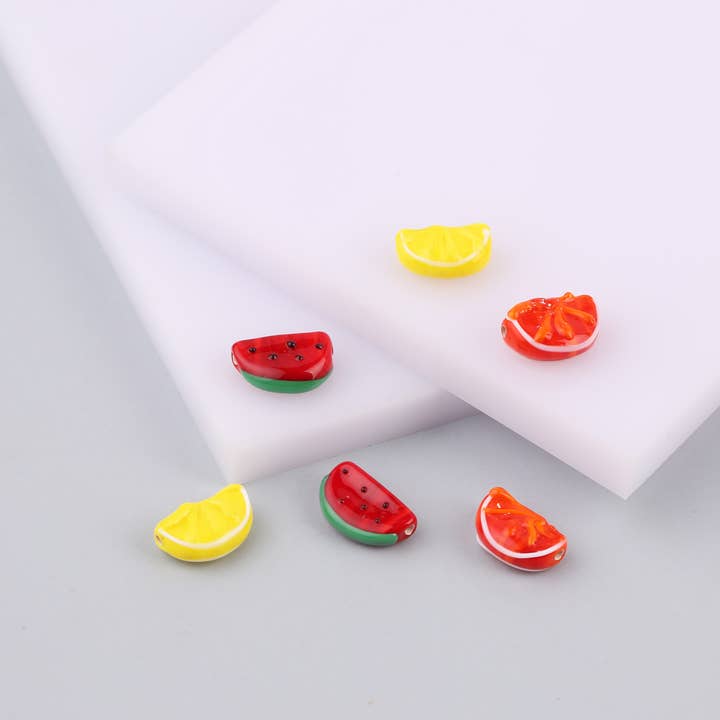 Adamodart - Wholesale Individual Charm/Pendant - Murano Glass Fruit Bead, food charm, lemon bead, orange bead