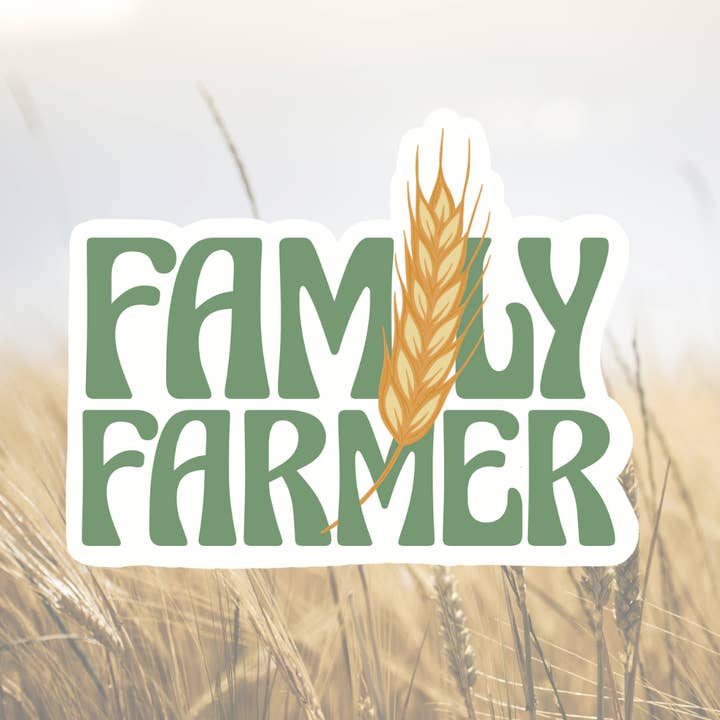 Retro Family Farmer Wheat Sticker for wholesale by Cows and Crayons