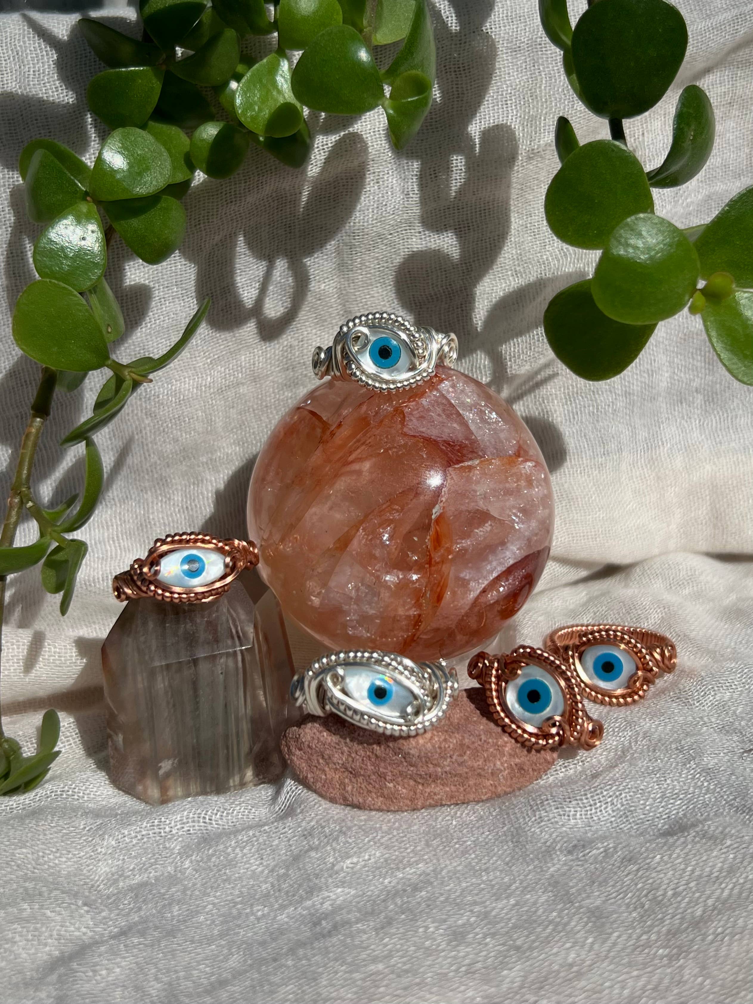 Sunday's Jewels - Wholesale Cocktail/Statement Ring - Eye On You - Abalone Shell Inlay Rings - Wire Wrap Jewelry3