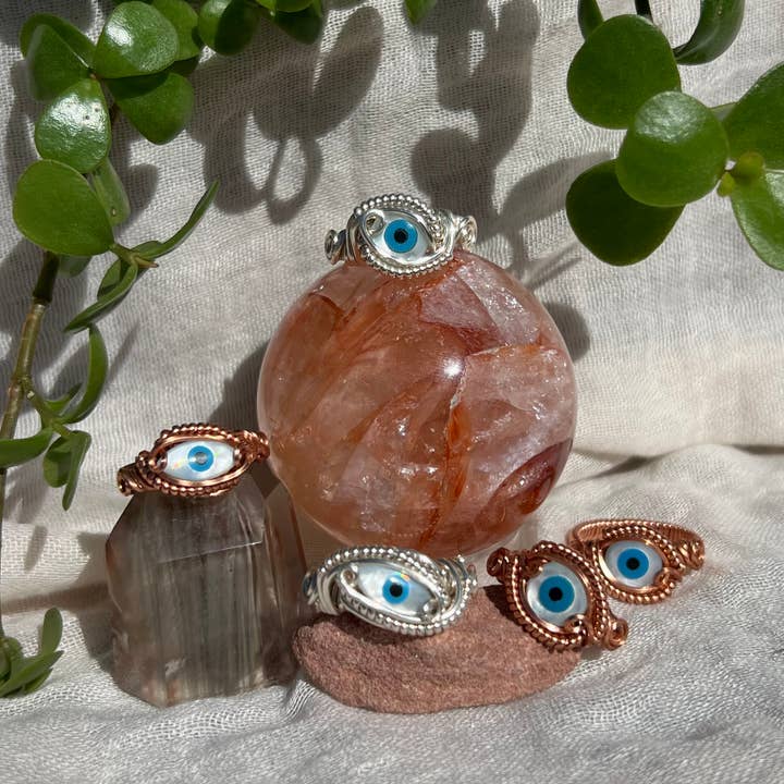 Sunday's Jewels - Wholesale Cocktail/Statement Ring - Eye On You - Abalone Shell Inlay Rings - Wire Wrap Jewelry3