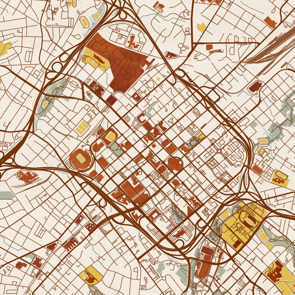 JACE.design - Wholesale Art Print - Charlotte NC Map Print Woodblock4