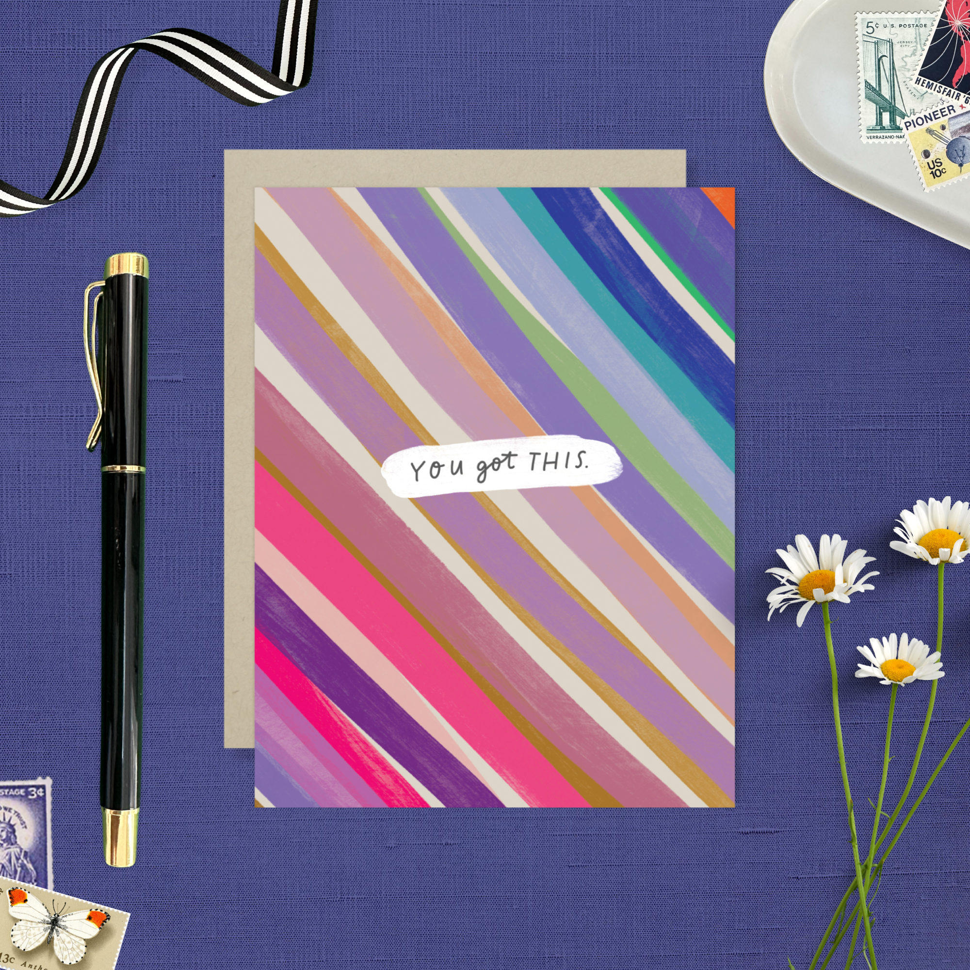 Barone and Co. - Venta al por mayor Tarjetas con mensajes de ánimo - Tarjeta de Rayas Conseguida1