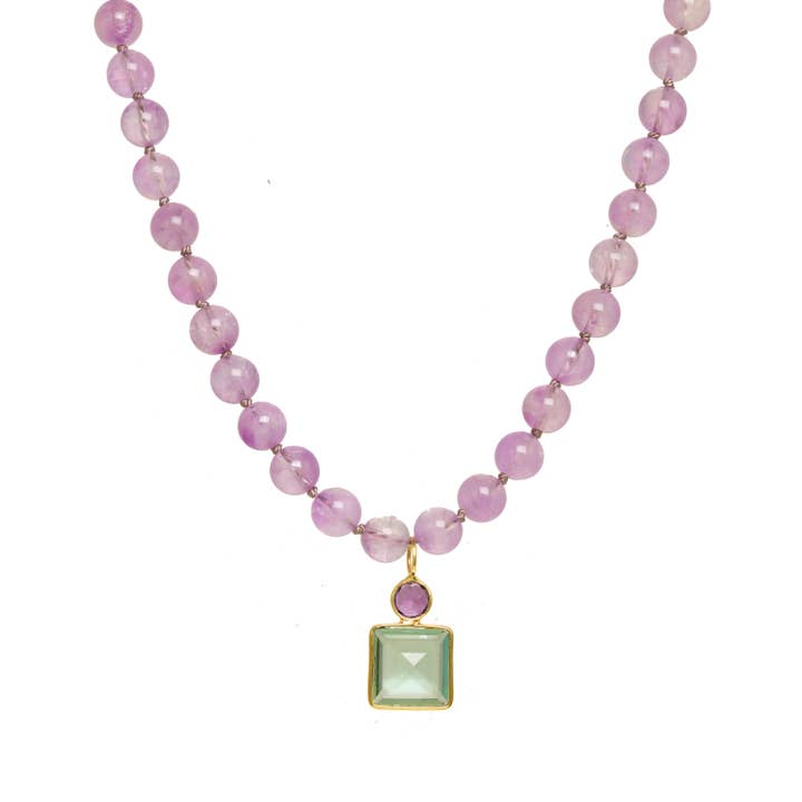 Colgante de amatista y cuarzo coloreado para venta al por mayor de Rachel Reinhardt