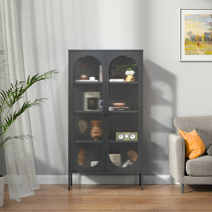 Glamour Home - Wholesale Cabinet - Benoît 70.87-inch Black Two Door Metal Storage Cabinet6