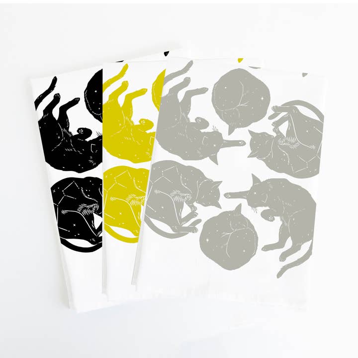 Night Cats flour sack towel for wholesale by Bird Mafia