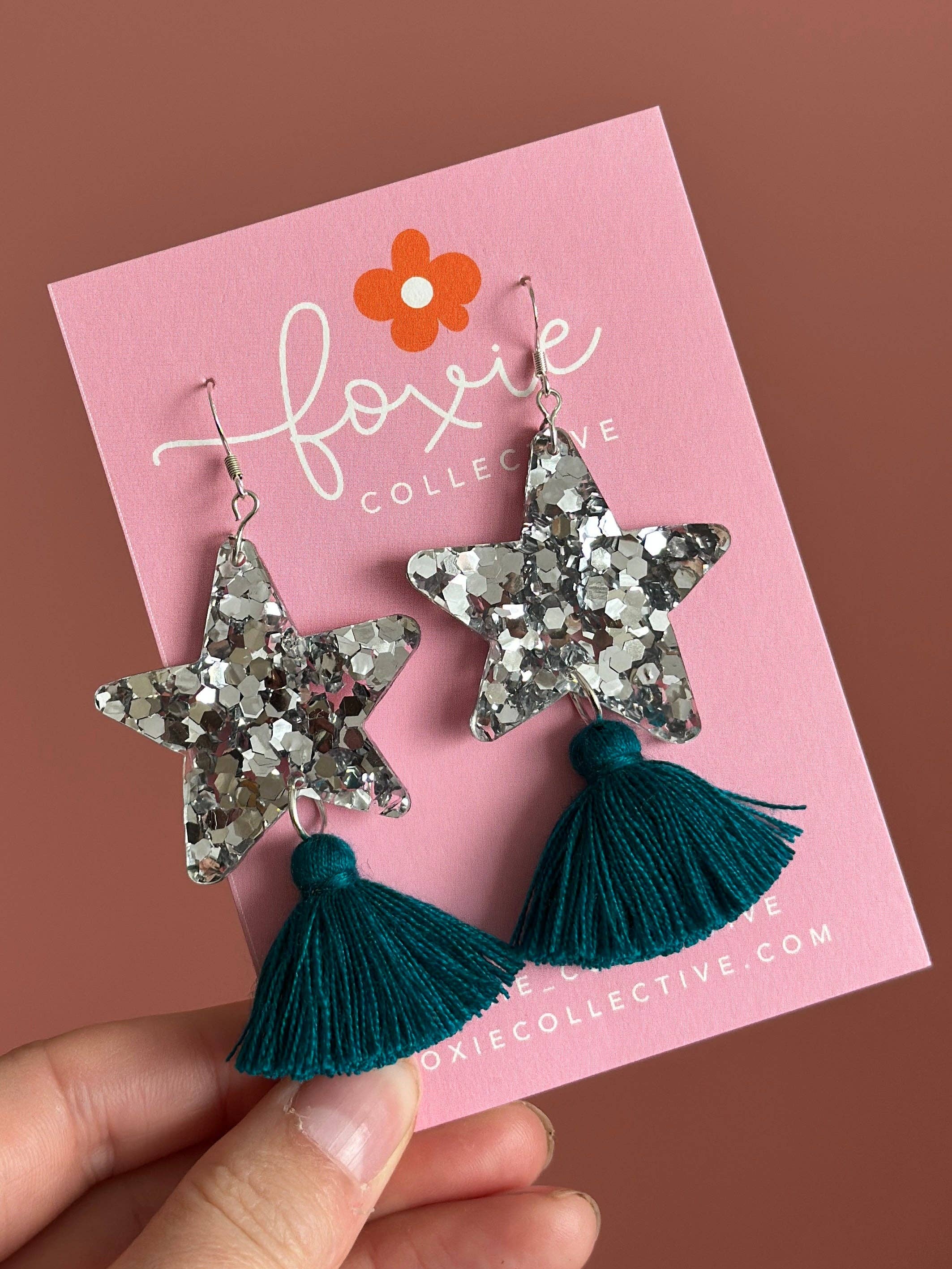Foxie Collective - Wholesale Dangle Earrings - Custom Star Dust Dangles | Silver or Gold | Select Tassel Colour | WHOLESALE13