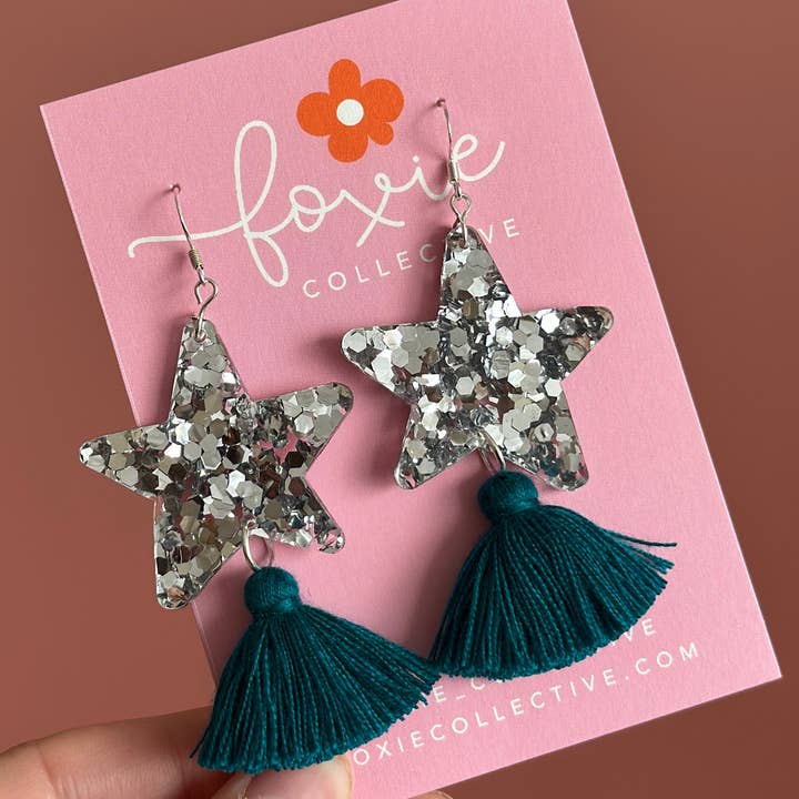 Foxie Collective - Wholesale Dangle earrings - Custom Star Dust Dangles | Silver or Gold | Select Tassel Colour | WHOLESALE13