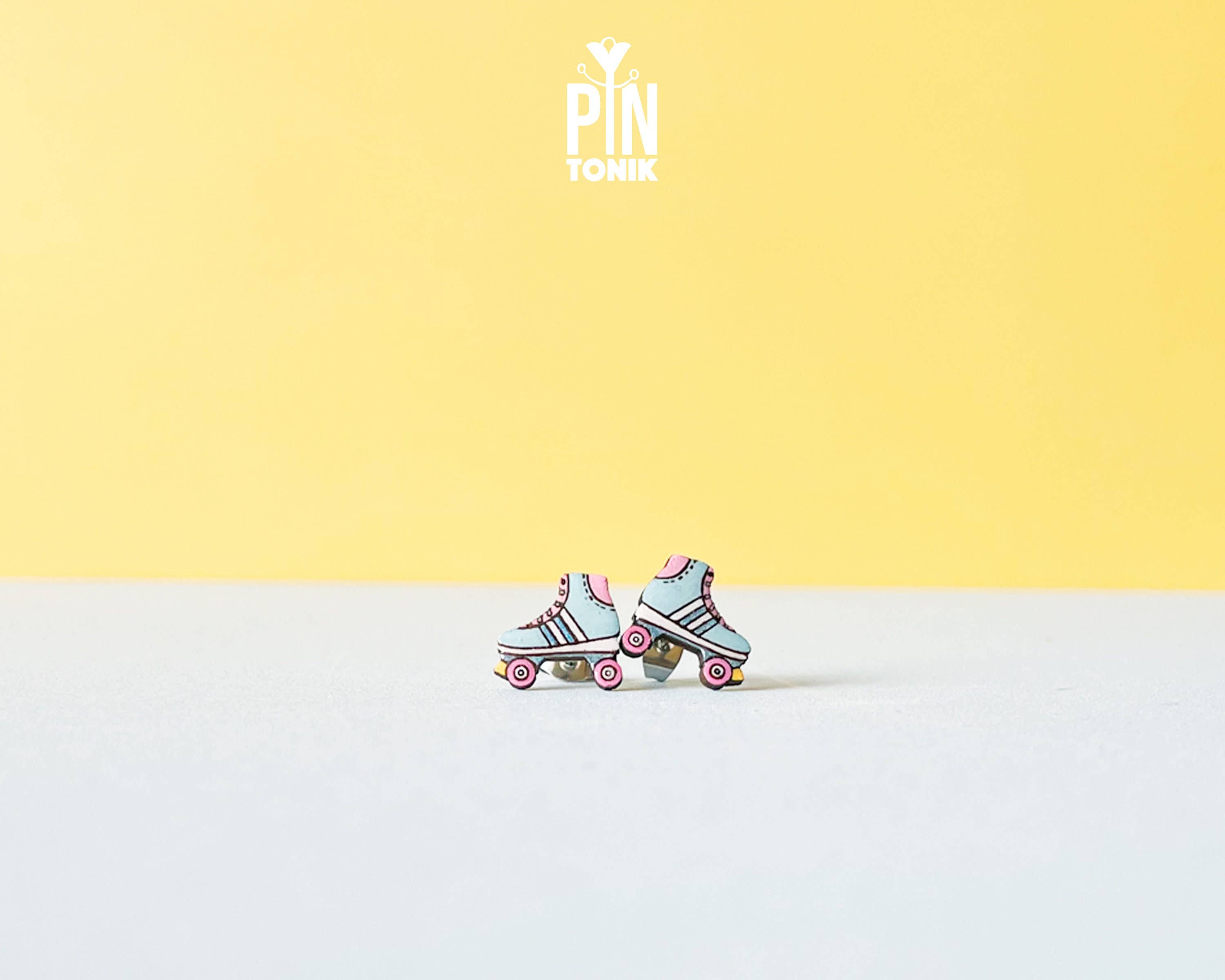 PinTonik - Wholesale Stud/Post Earrings - 90s Funky Roller Skates Stud Earrings - Retro Derby Gift3