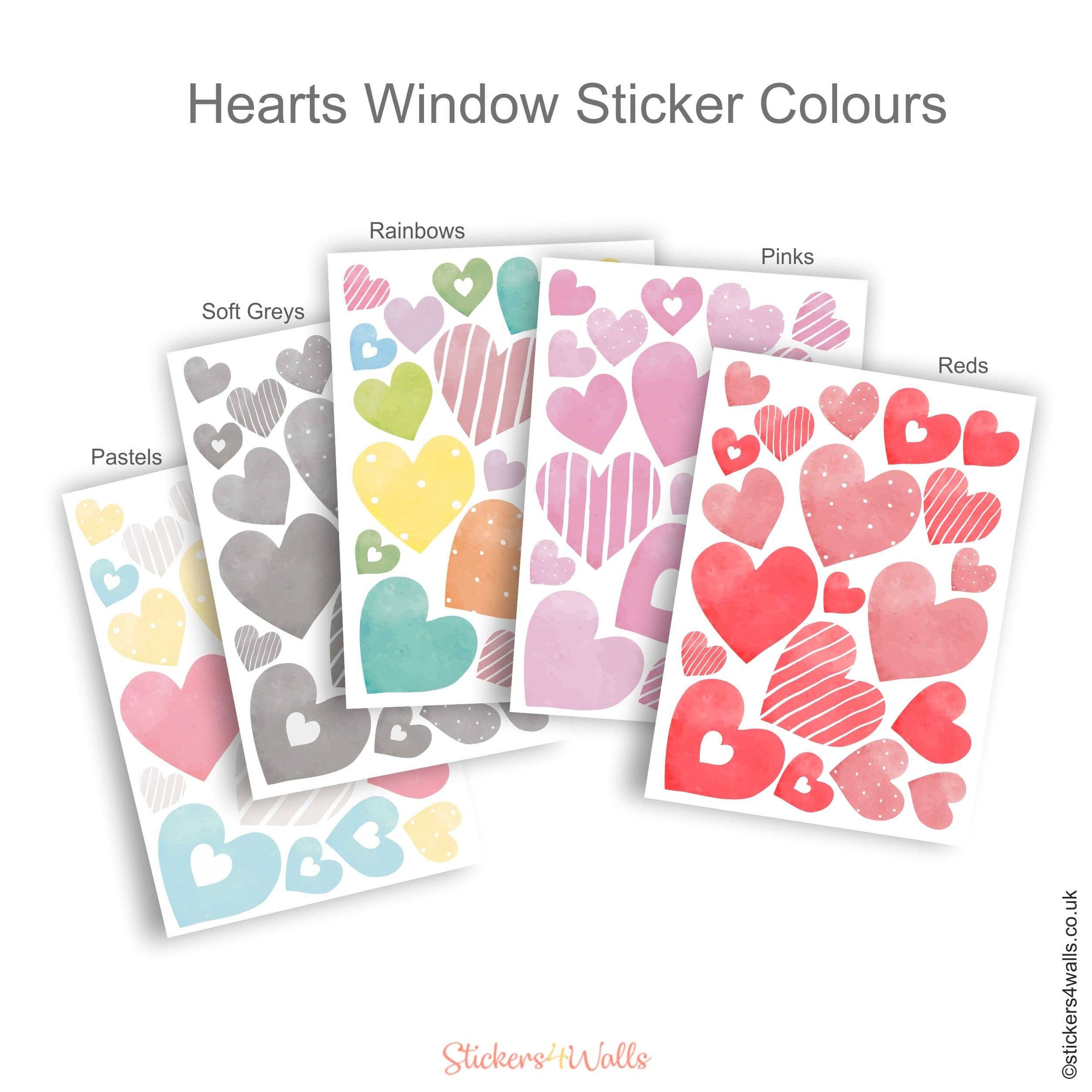 FabriStick Ltd – wholesale Wall decal/stickers – Colourful Heart Window Cling Decorations - Reusable1