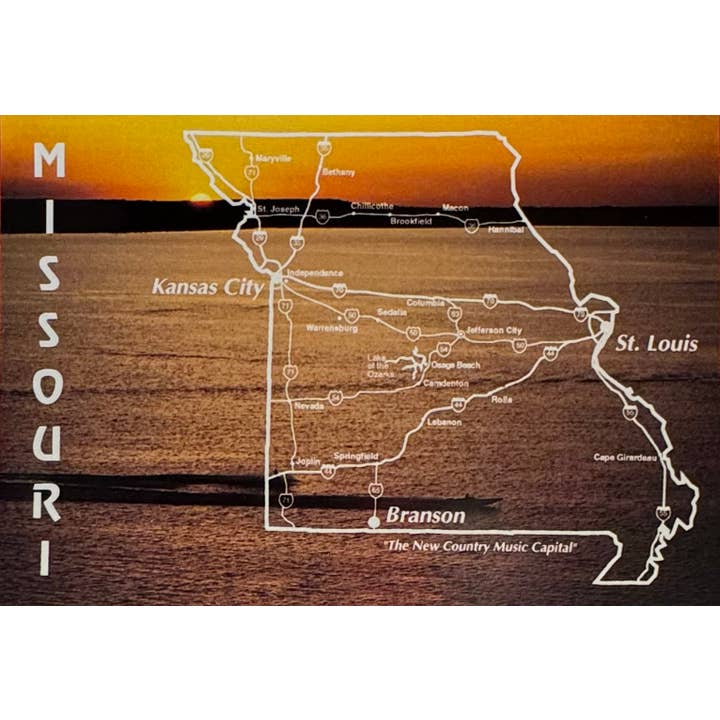 M60-Missouri Sunset on Lake Postcard for wholesale by Avery Postcards and Gifts