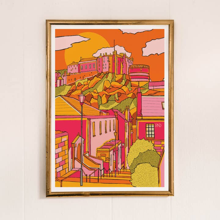 Freya Niamh Design - Wholesale Art Print - Edinburgh Castle Art Print, Travel-Themed Art