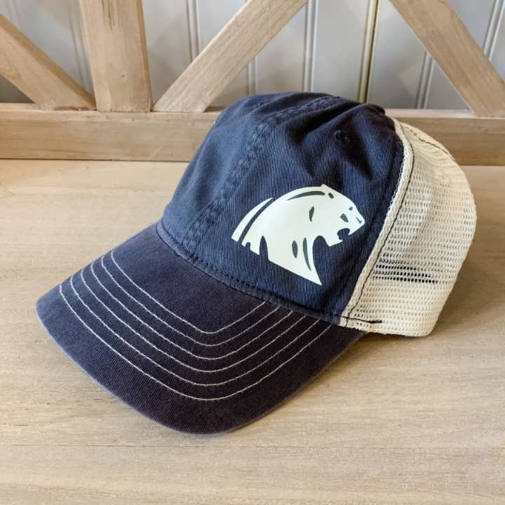 Simply Stated - Wholesale Trucker Hat - Unisex - *CUSTOM* DeWitt, Michigan - Panther - Gray/Cream Hats