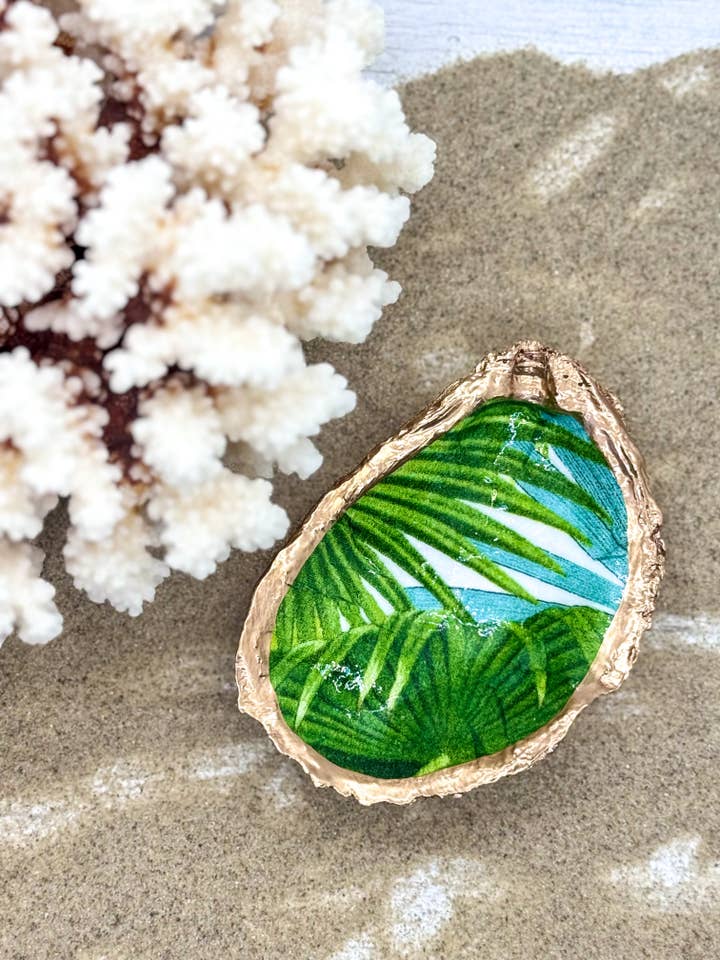 Green Palms Oyster Trinket Dish for wholesale by Alison Brooke Designs