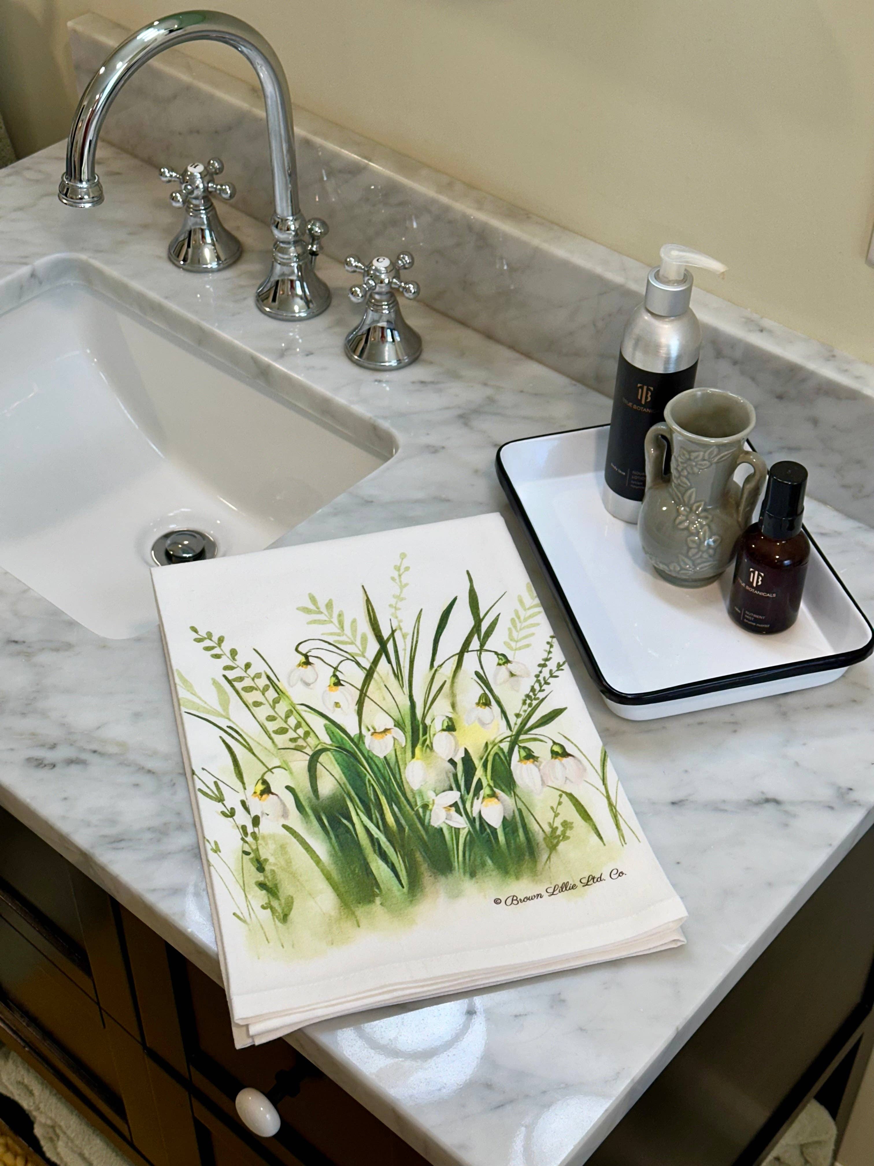 Brown Lillie – Großhandel Geschirrtücher – Schneeglöckchen Blumen 28" Bestes Geschirrtuch | 100% Ringspun-Baumwolle4