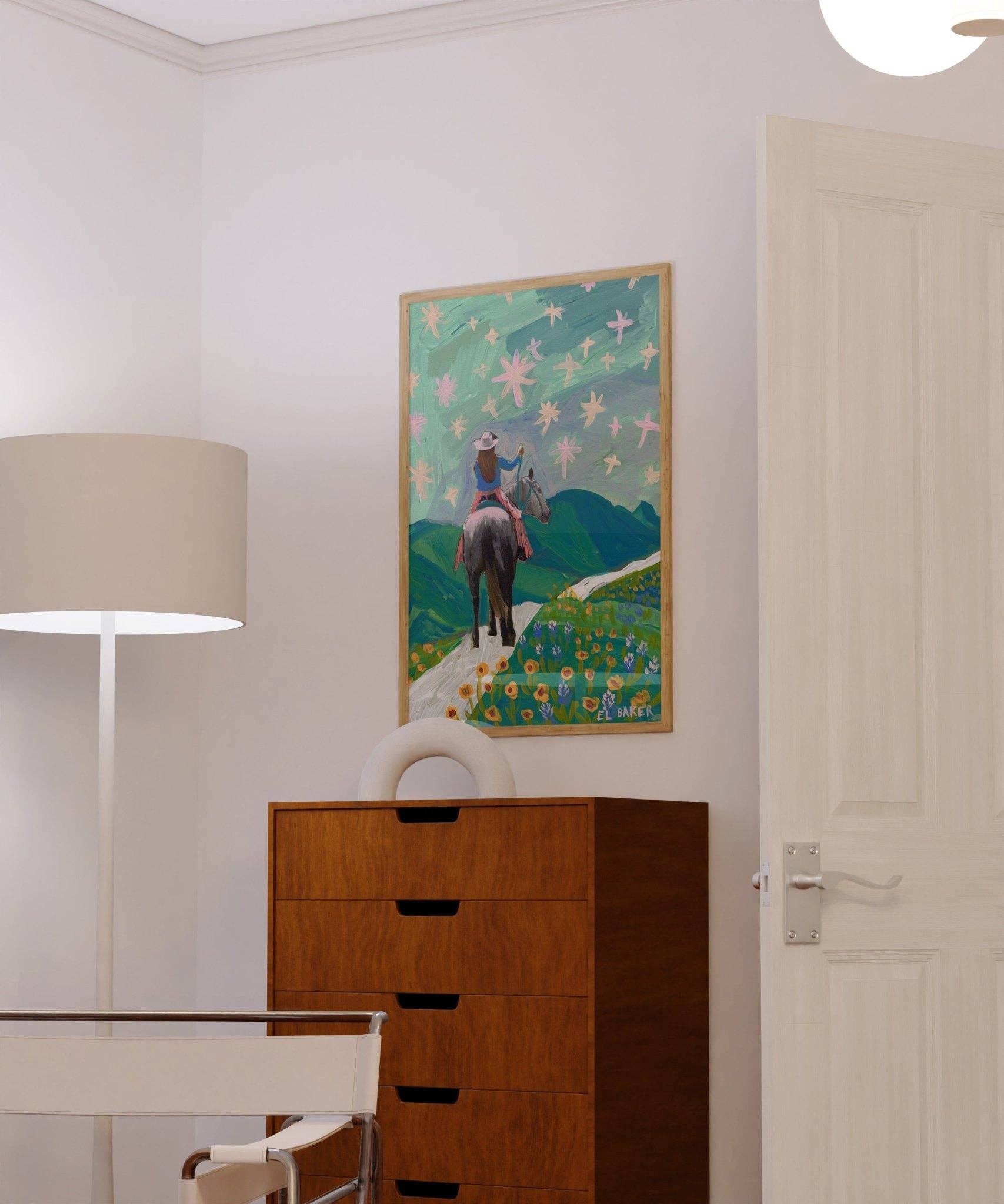 El Baker Art - Wholesale Art Print - Texas Wildflowers Cowgirl Art Print3