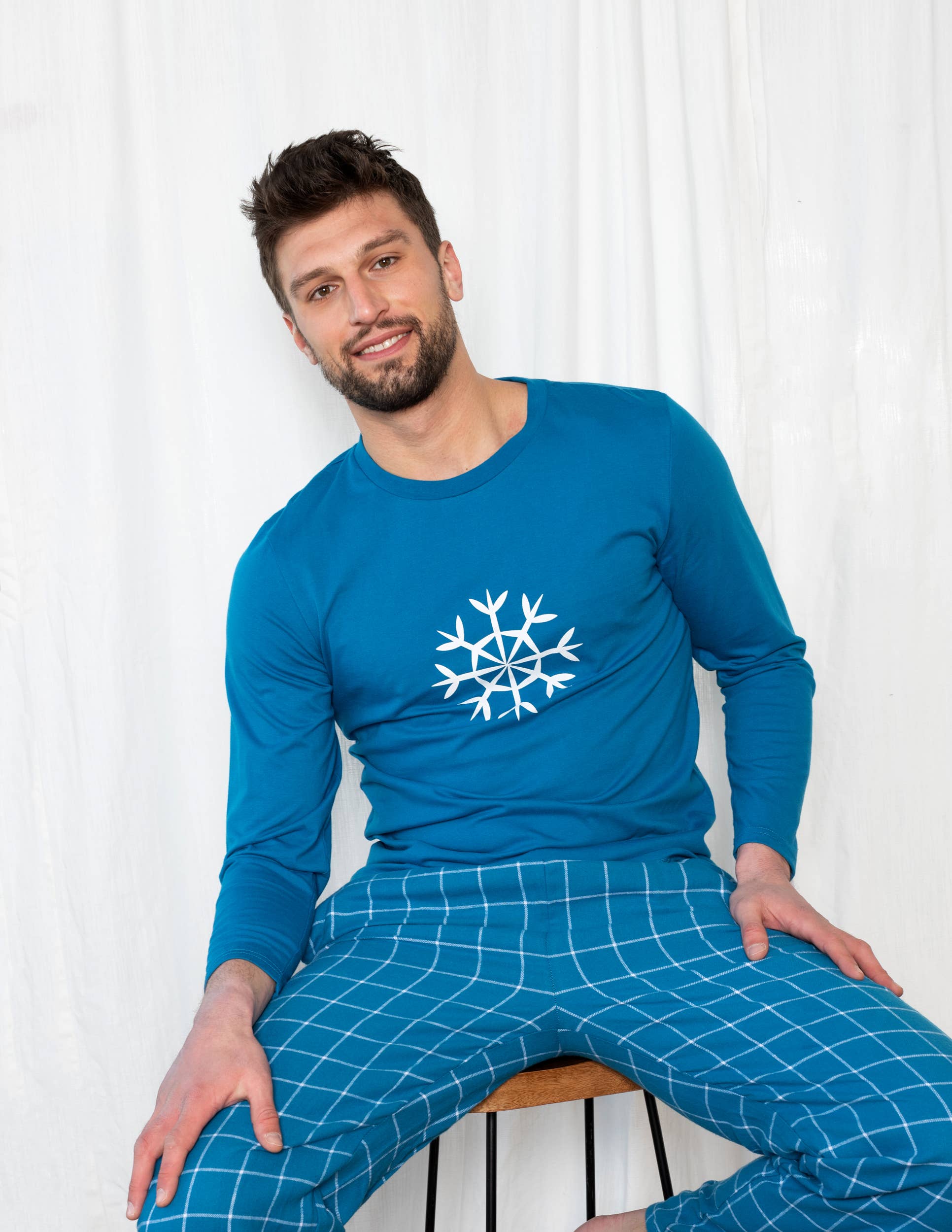 Leveret Pajamas - Wholesale Sleepwear Set - Men's - Mens Cotton Top & Flannel Pants Pajama Set10