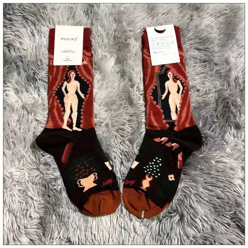 Tourtiwi - Vendita all'ingrosso Calzini - Unisex - Scorte di dipinti a olio astratti retrò di ritratti4