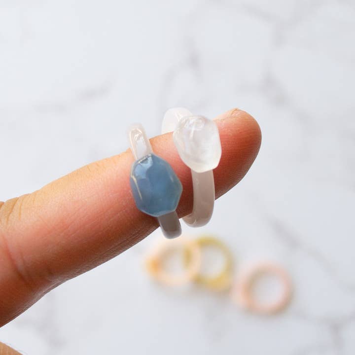 Tiepology - Wholesale Jewelry Set - Ugly Gem Hexagon Formica Ring Set9