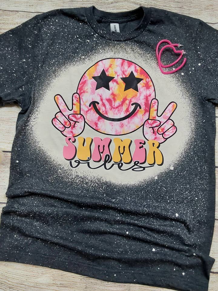 Summer Vibes Bleached Tee for wholesale by Wanderlust Designs Wholesale