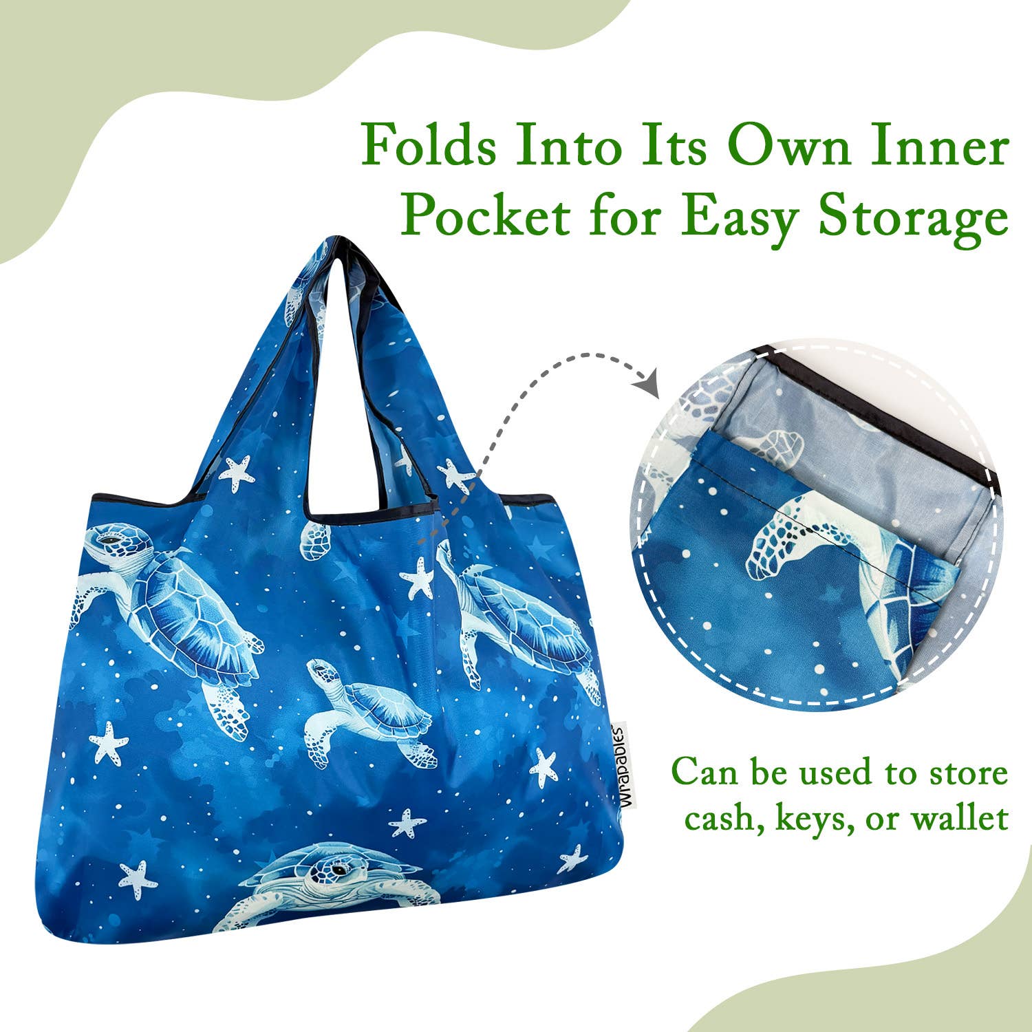 Wrapables.com - Vente Sacs de course/à provisions - Sac de courses réutilisable en nylon grand format Wrapables42