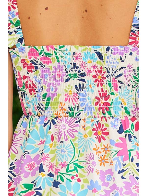 FSL Apparel - Wholesale Dress - Women's - SD4408 - FLORAL PRINT COTTON POPLIN DRESS