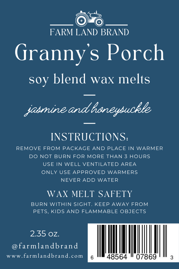 Farm Land Brand - Wholesale Wax Melt - Granny's Porch Soy Wax Melt  scented with honeysuckle and jasmine2