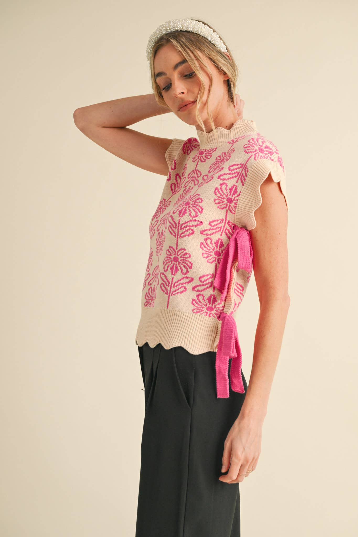 &MERCI – wholesale Tröjväst – Dam – MOCKNECK BLOMMIG TRÖJVÄST MSW1074394