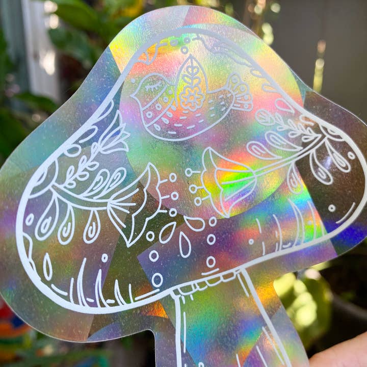 Chelzart - Wholesale Suncatcher - Boho Mushroom Rainbow Suncatcher Decal | Mushroom Accessory4