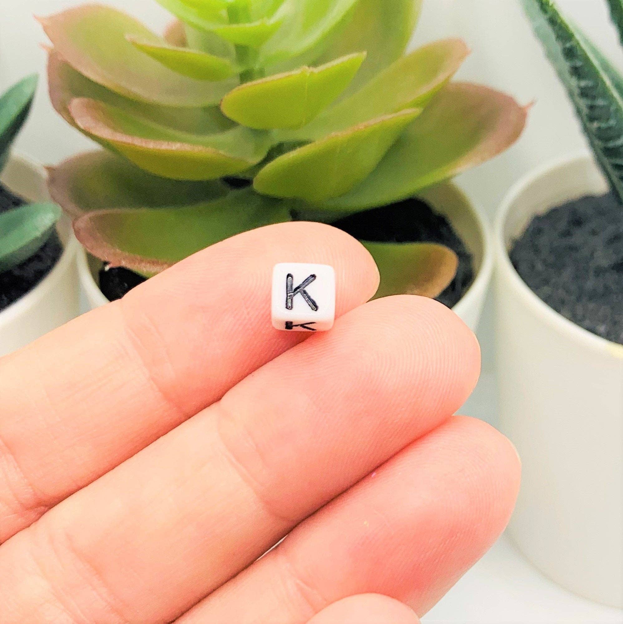 Guerrilla Charm - Wholesale Beads - Black and White Mixed Square Alphabet Beads, 6x6mm1