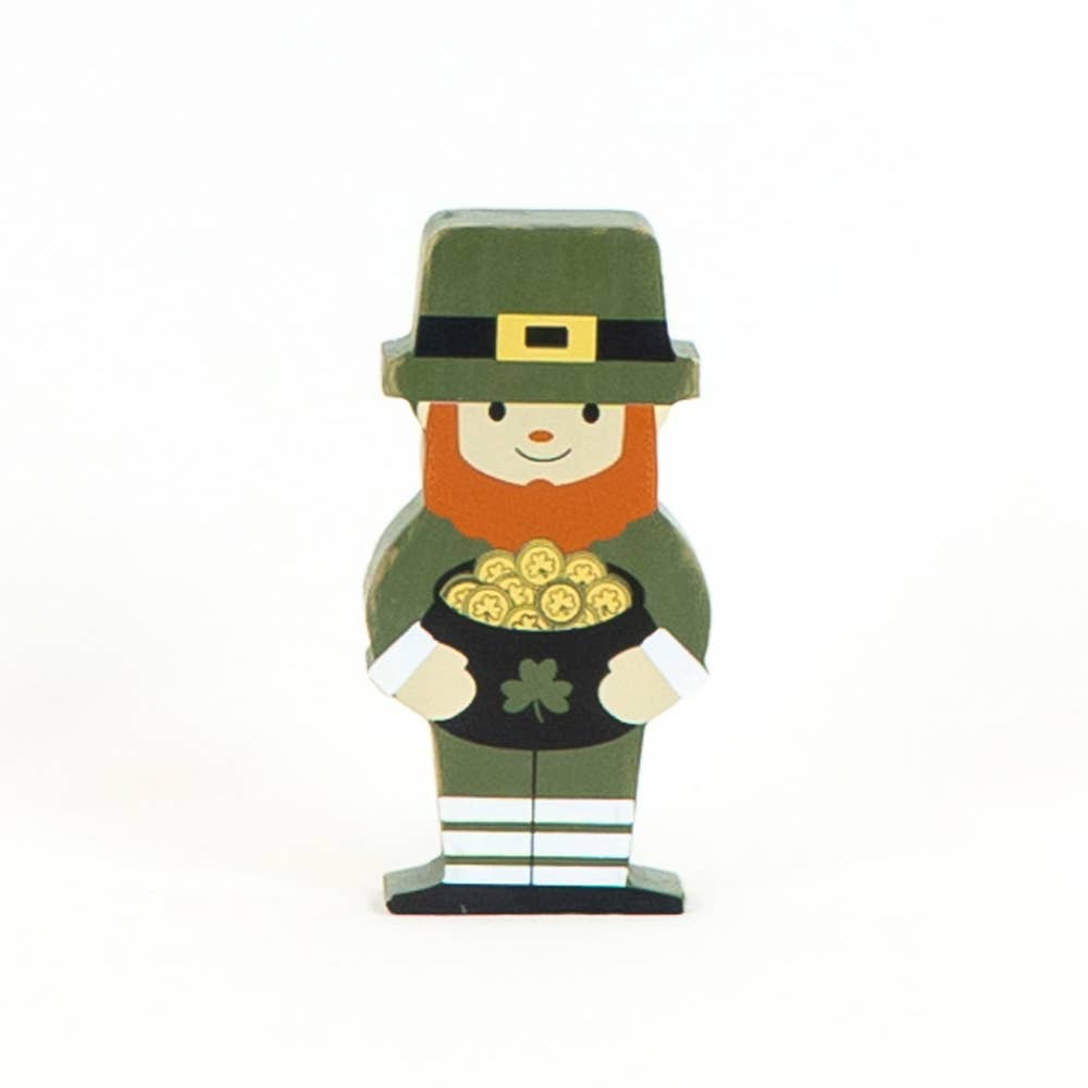 Devanie At Home (Formerly Adams & Co.) - Wholesale Decorative Tabletop Object - 20114 - 2.5x5x1 chunky wood (LEPRECHAUN) St Patrick's Day2