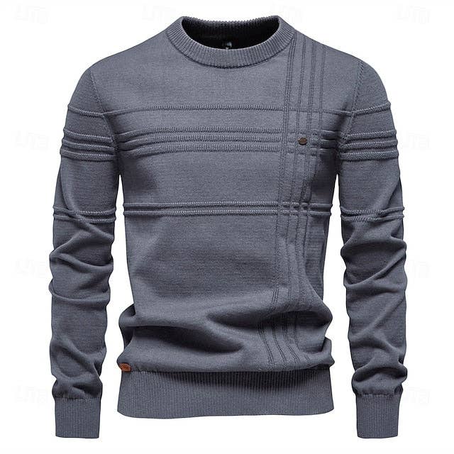 Ecovear - Wholesale Knitted jumper – Men′s - Crewneck Cotton Pullover Sweater Striped Design1